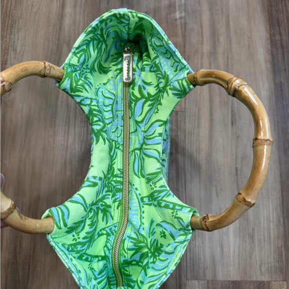 Lilly Pulitzer Bamboo Tote Handbag Cool Mint, Catching Rays Pattern, NEW no tags - Picture 8 of 15